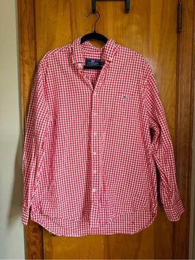 Vineyard Vines Red & White Gingham Button-Down Shirt